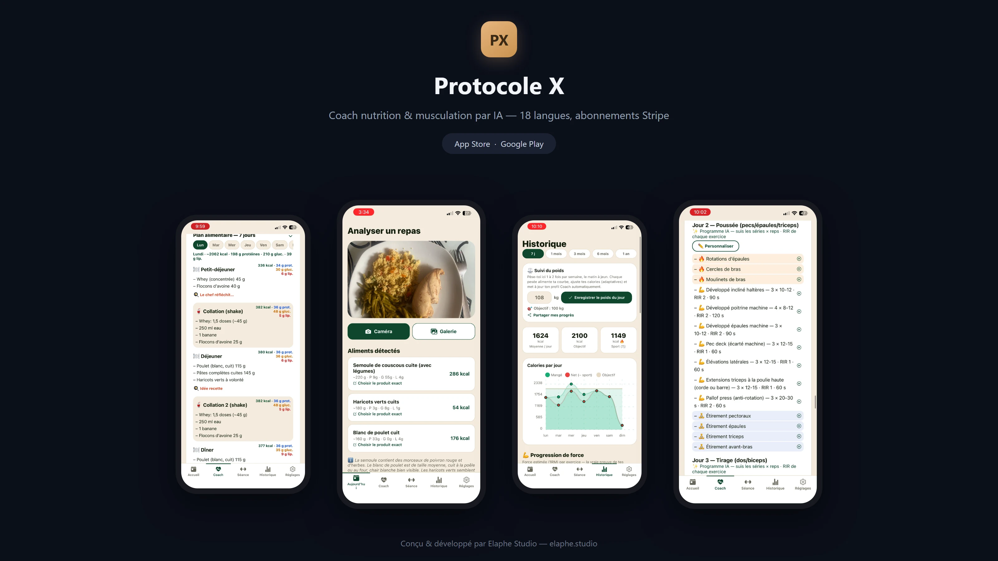 Protocole X — science-based, AI-powered nutrition & strength coach